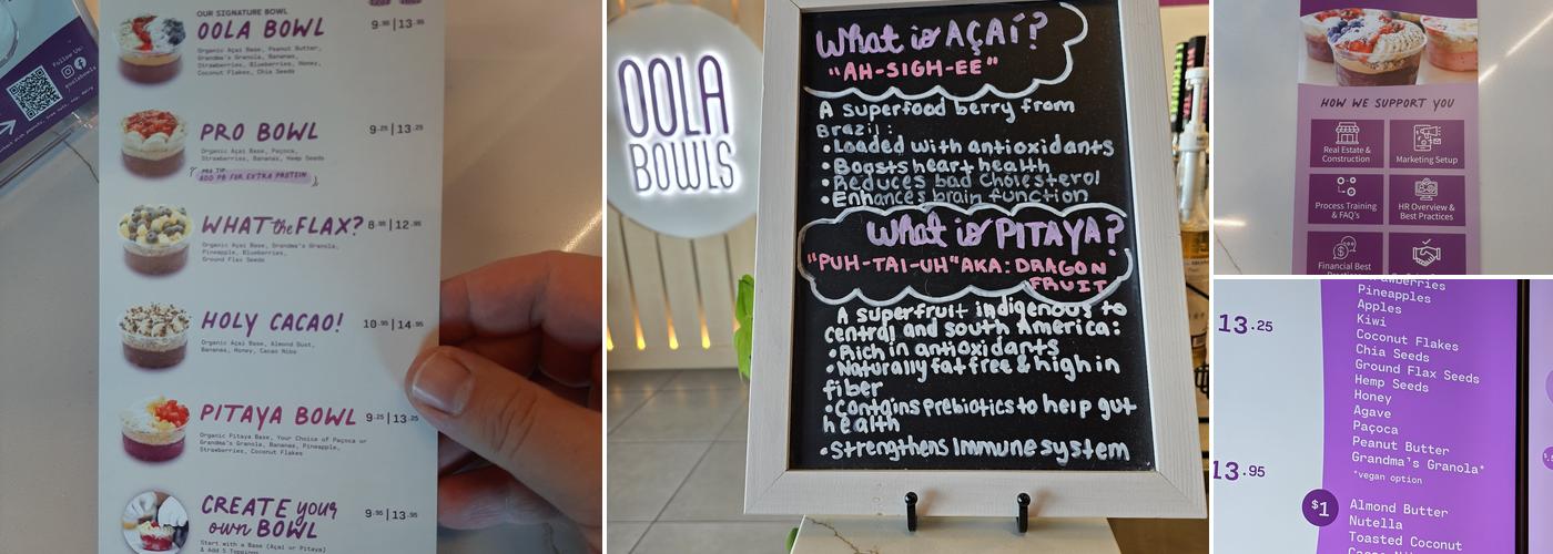 Oola Bowls York Menu