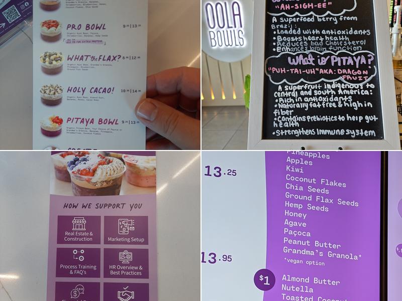 Oola Bowls York Menu