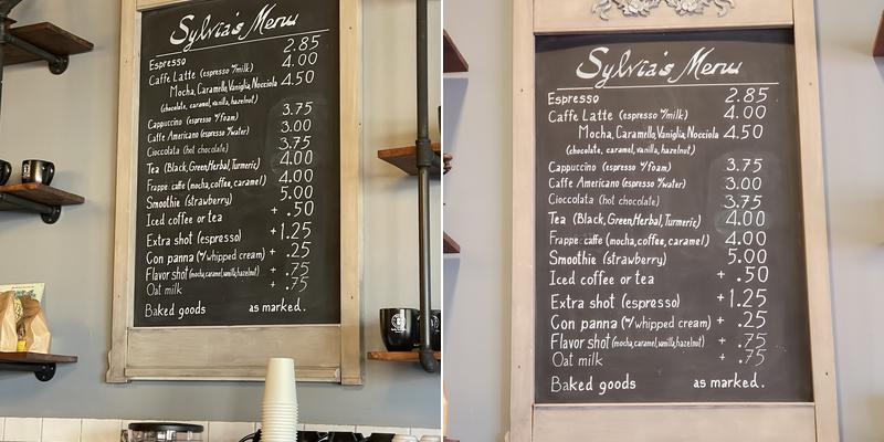 Sylvia’s Coffee Menu
