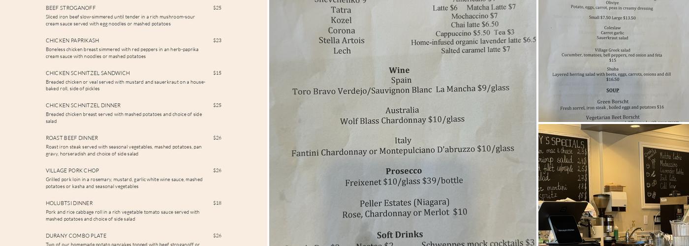 Marusya's Kitchen Menu