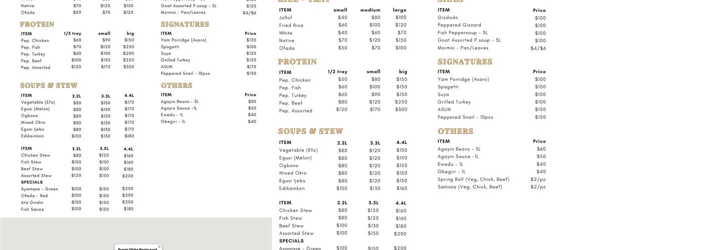 Bunmi Ọlọ́bẹ̀ Menu