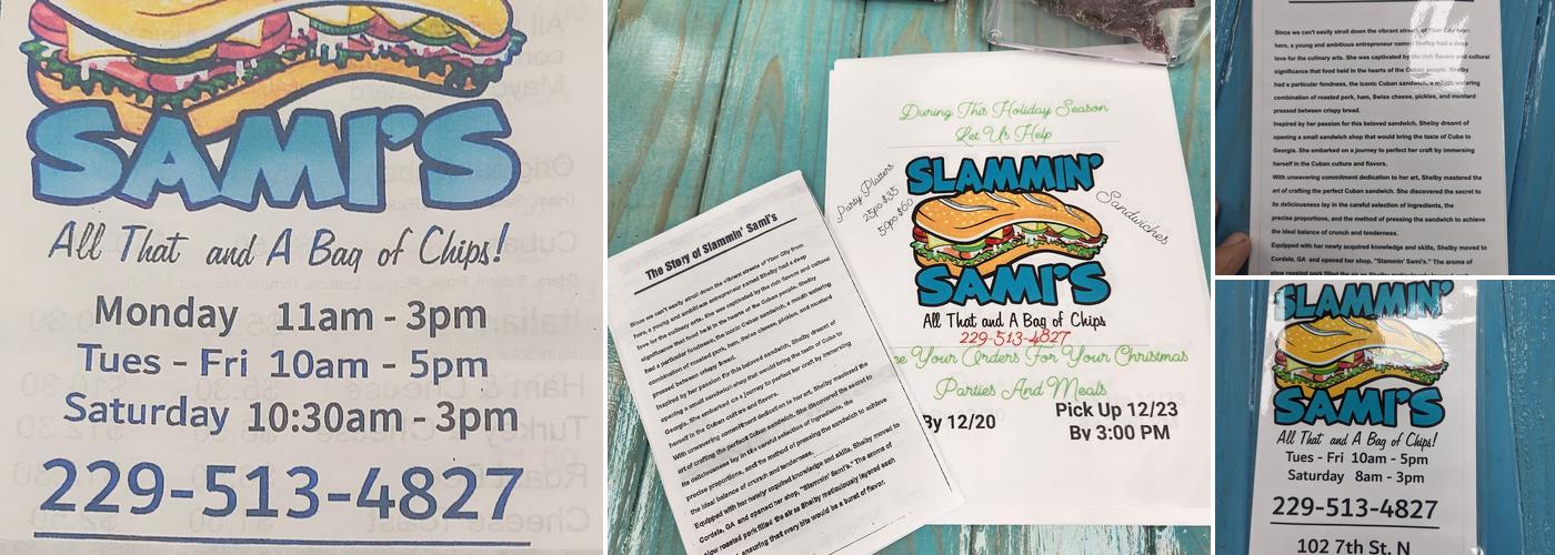 Slammin Sami’s Menu