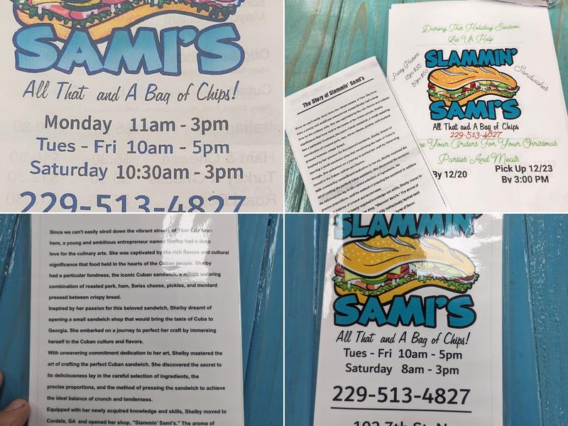 Slammin Sami’s Menu