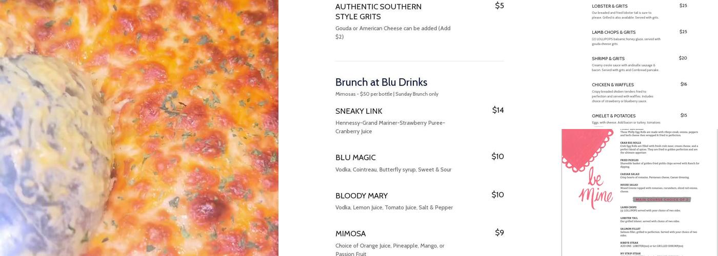 Blu Cafe Menu