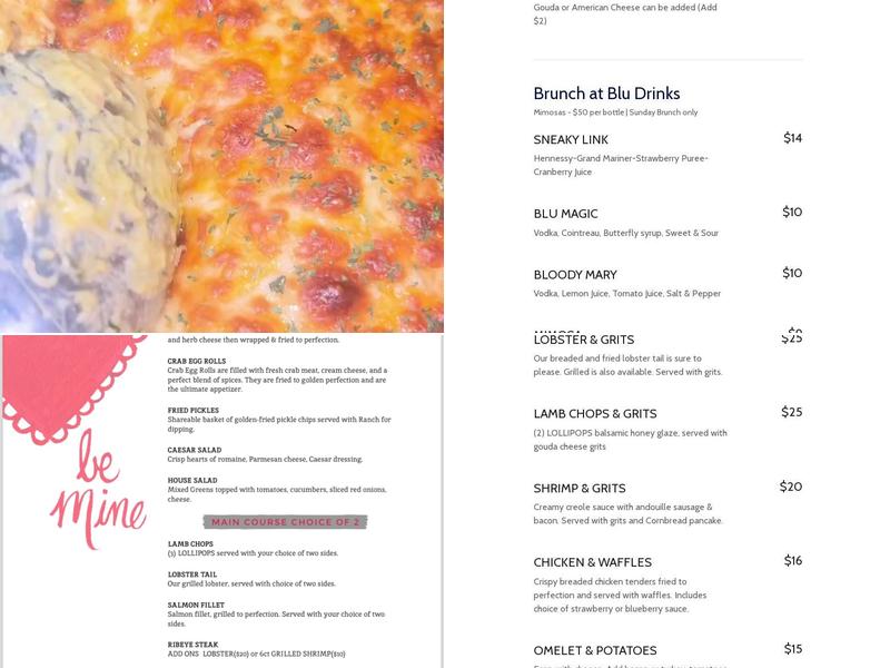 Blu Cafe Menu