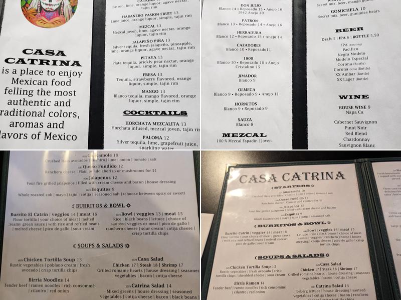CASA CATRINA Finest Mexican Grill Menu