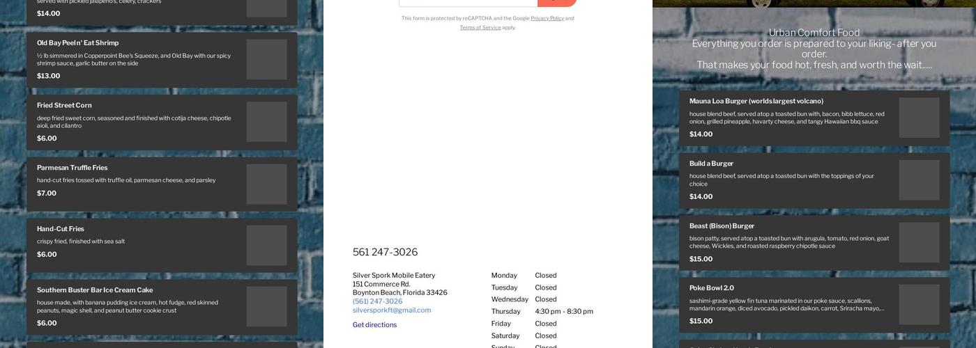 Silver Spork Mobile Eatery Menu