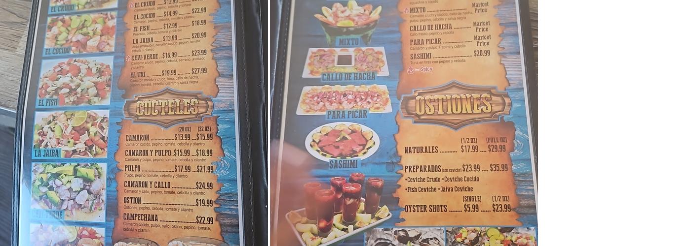 La Cruda Mariscos & Grill Menu