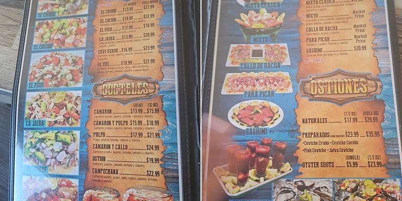 La Cruda Mariscos & Grill Menu