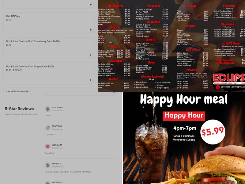 Eclipse Burgers Cachapas Y Mas Menu