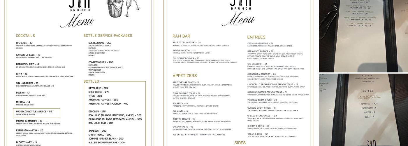 SIN Philadelphia Menu