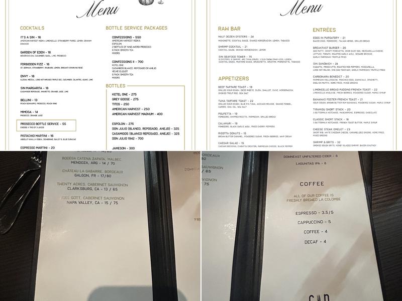 SIN Philadelphia Menu