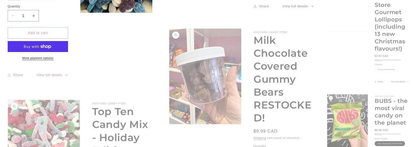 Couture Candy PTBO Menu