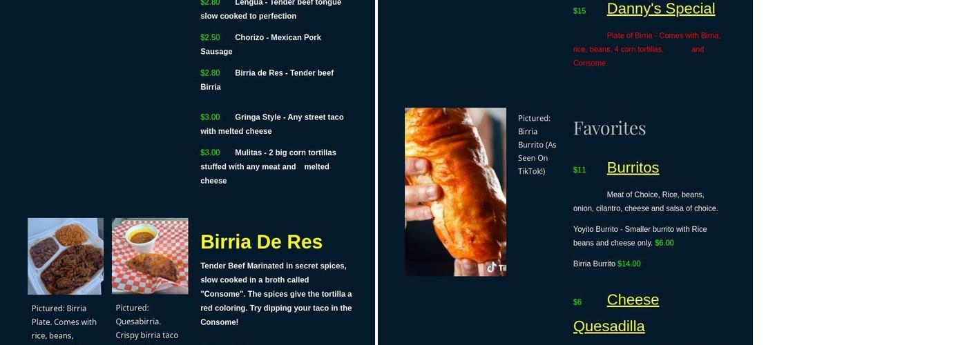Yoyo's Tacos Menu