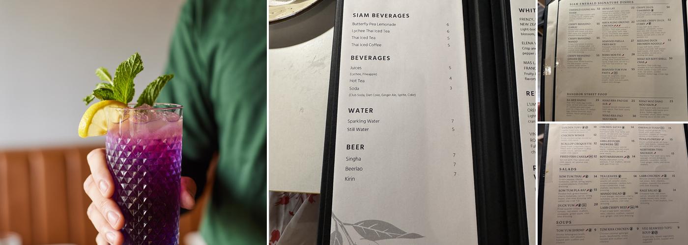 Siam Emerald Menu