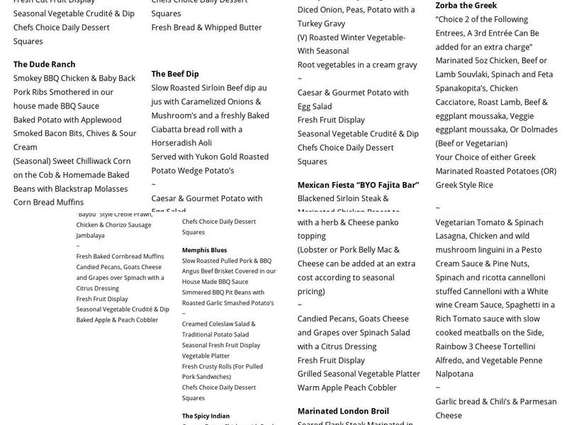 Austin Gourmet & Crewe's Culinary Services Group Menu