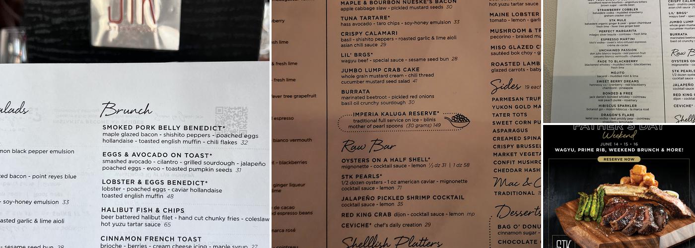 STK Steakhouse Menu