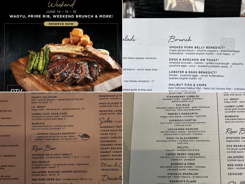 STK Steakhouse Menu