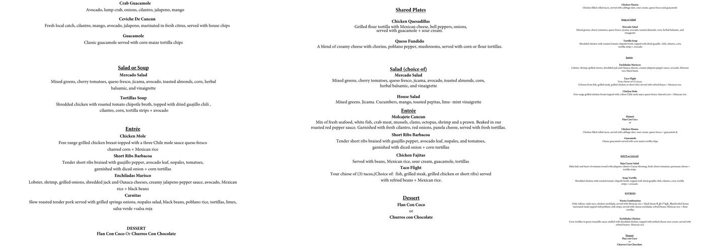 La Fiesta Restaurant Menu