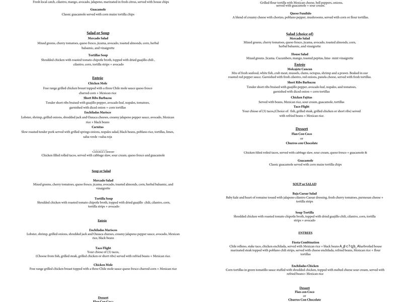 La Fiesta Restaurant Menu
