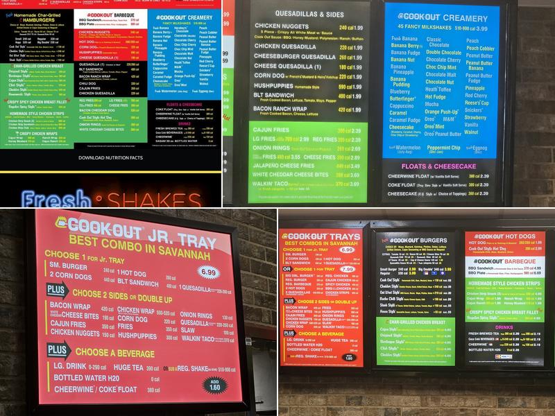 Cook Out Menu