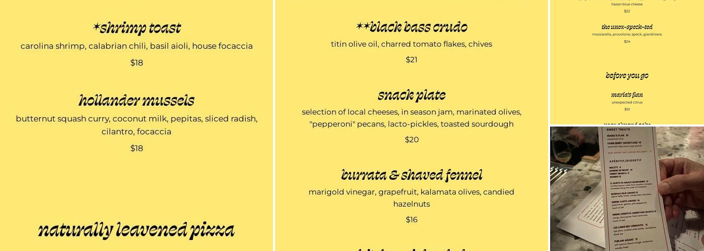 june bug restaurant Menu