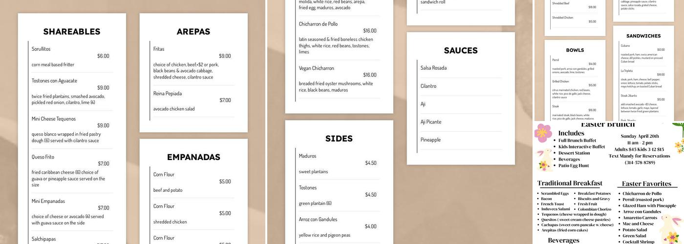 Salsa Rosada Menu