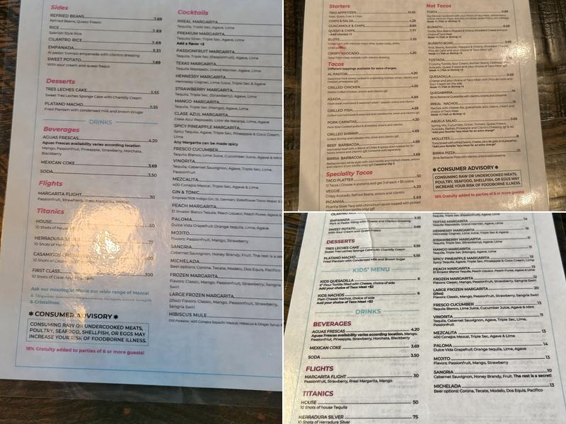 Rreal Tacos - Sugar Hill Menu