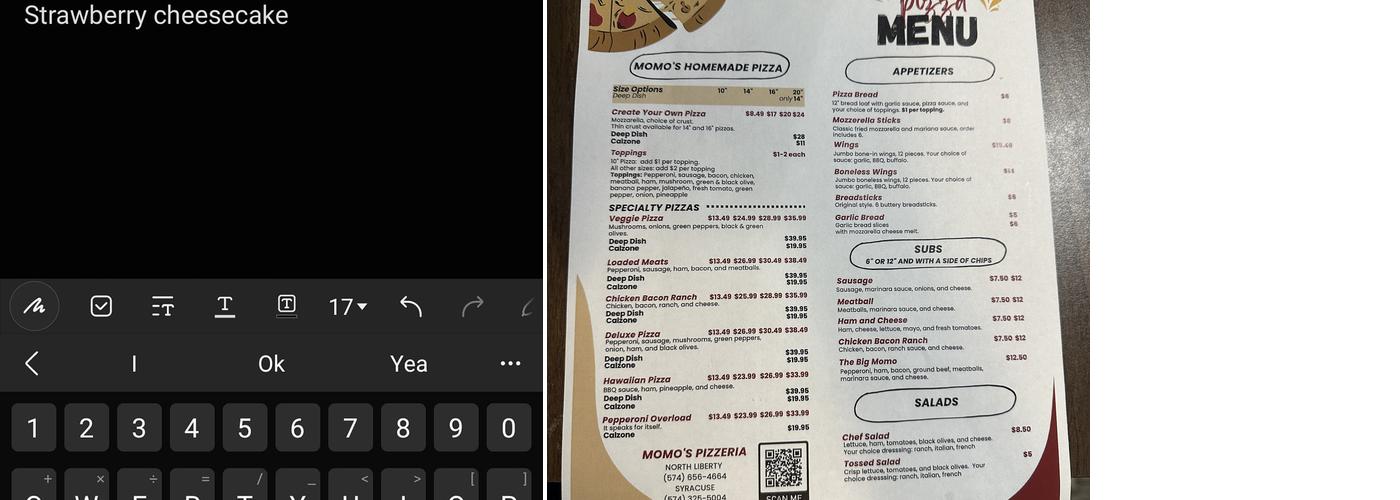Momo's Pizzeria Menu