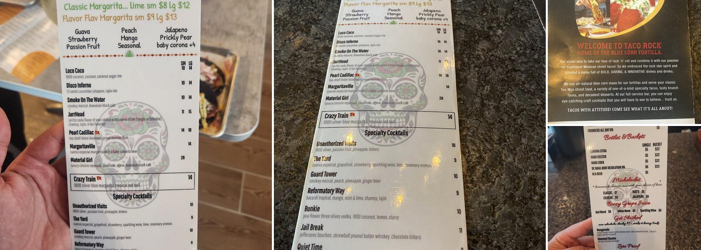 Taco Rock - Lorton Menu