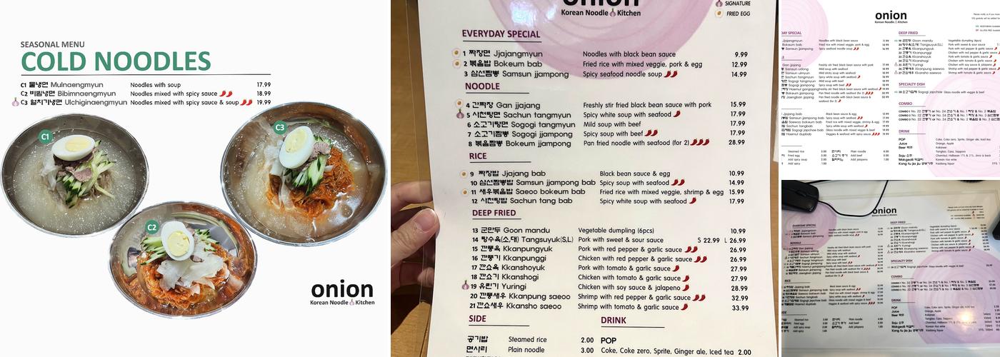 Onion Korean Noodle & Kitchen Menu