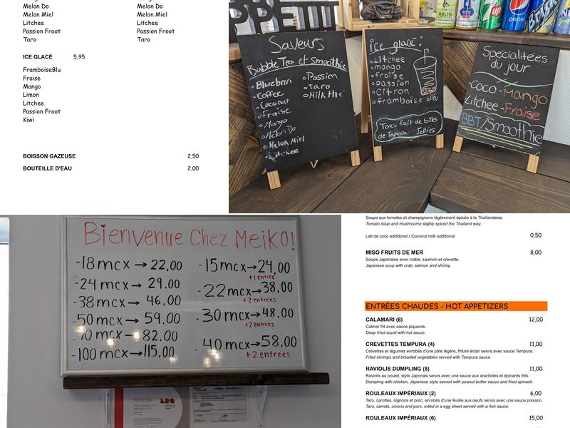 Chez Meiko St-Lin Menu