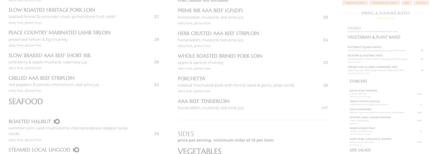 Truffles Fine Foods Catering Menu