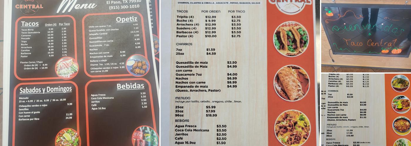 Taco Central Menu