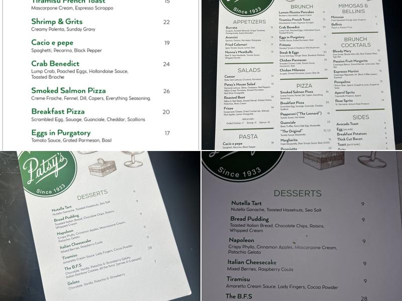 Patsy's Pizzeria of Harrison Menu