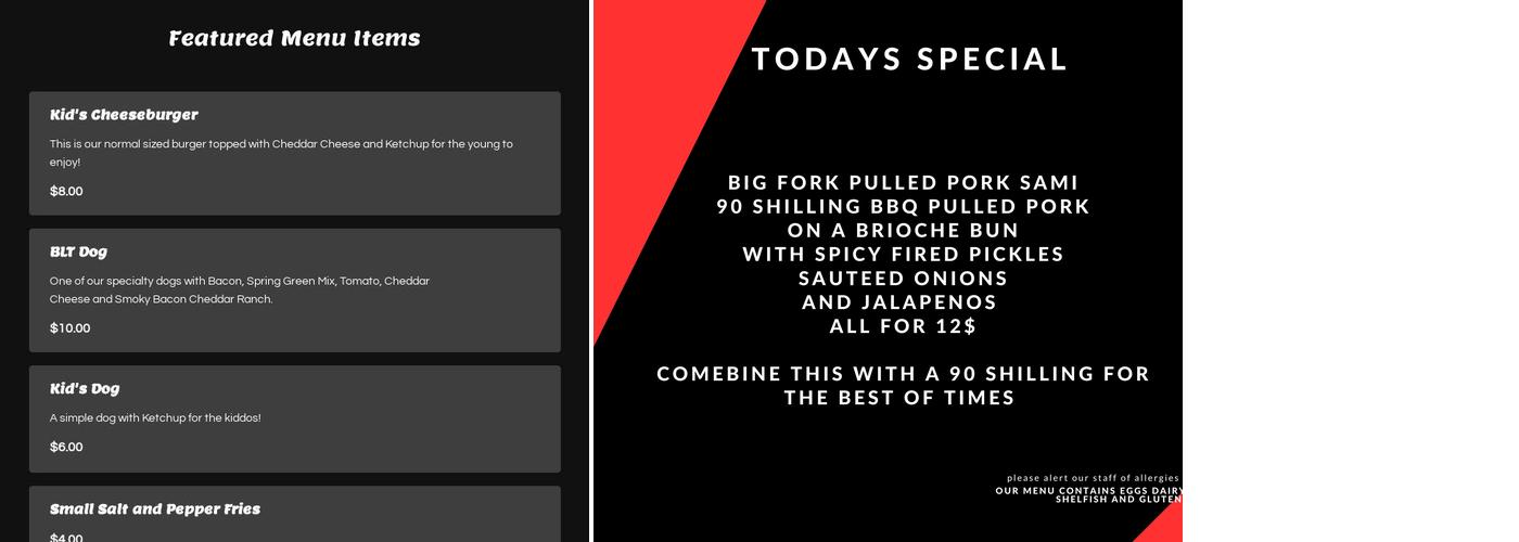 Big Fork Menu