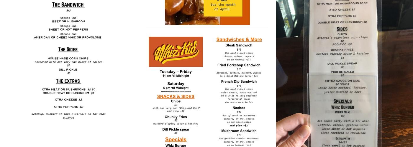 Whiz Kid Menu