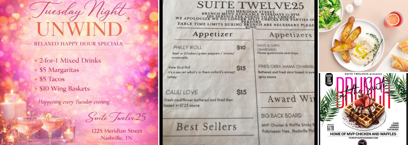 Suite Twelve25 Menu