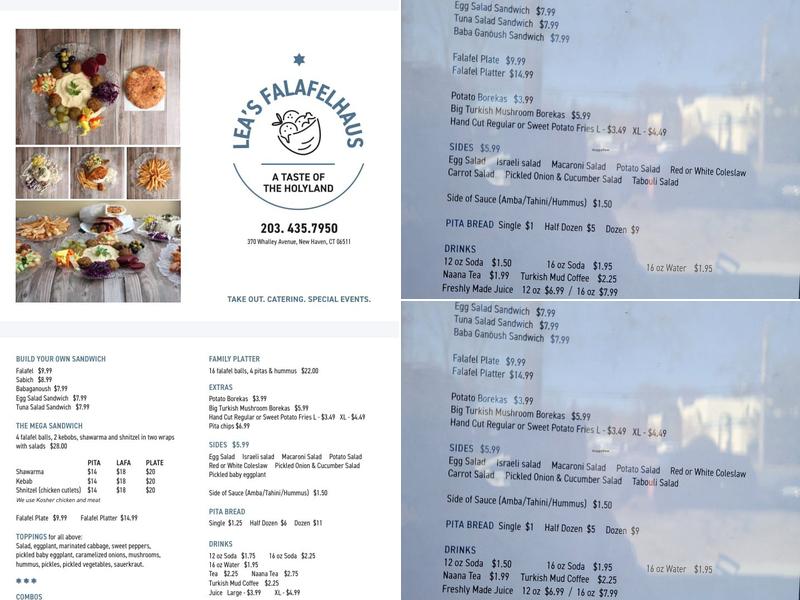 Lea's Falafelhause Menu