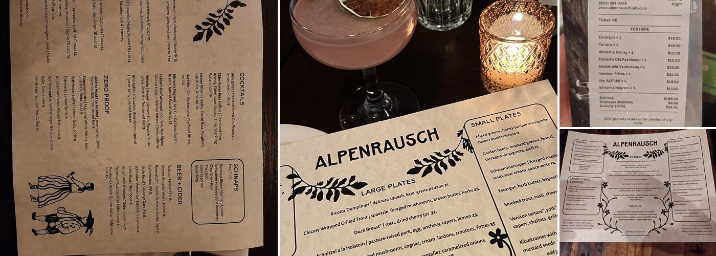 Alpenrausch Menu