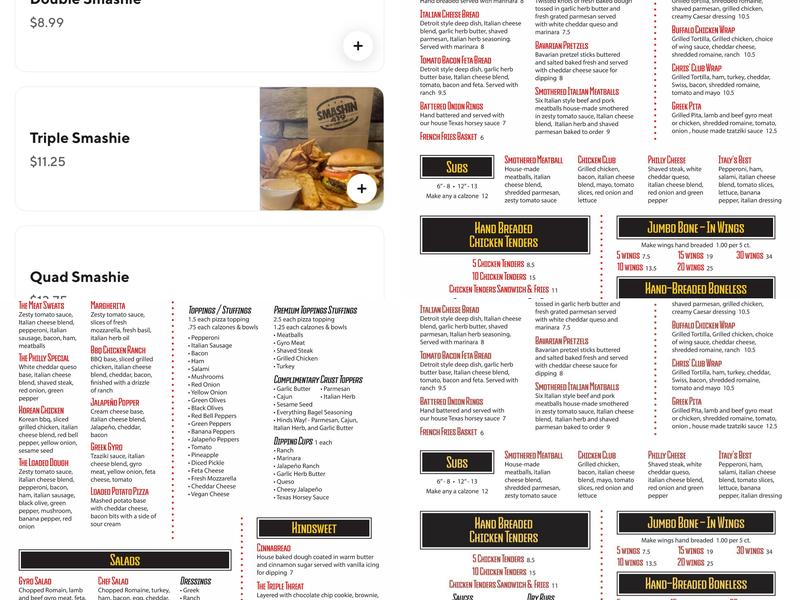 Hindsight Pizza Kitchen Menu