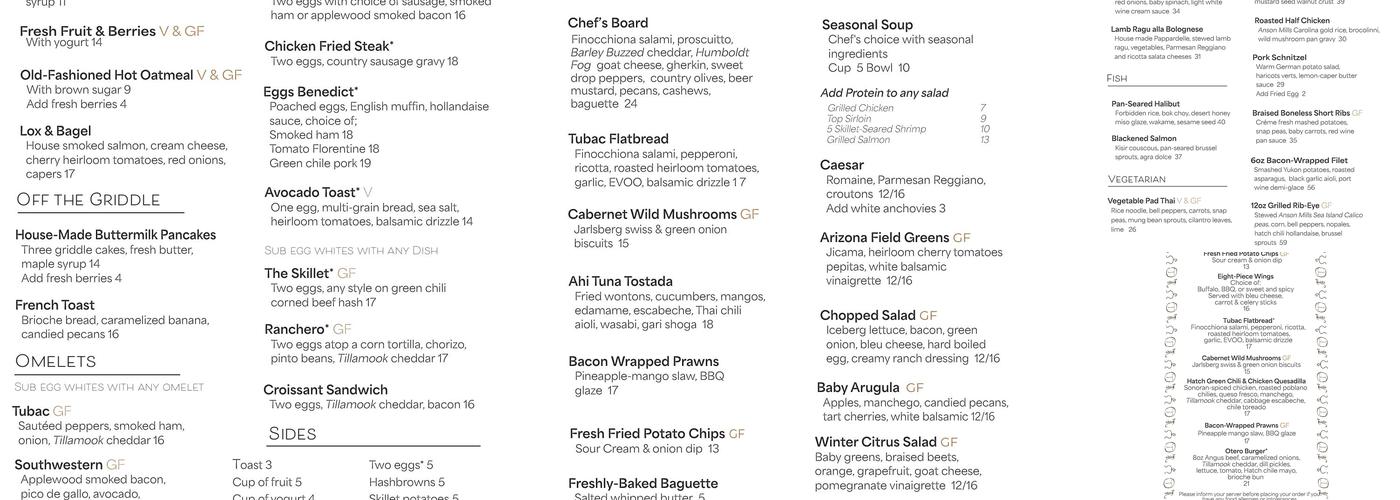 Stables Ranch Grille Menu