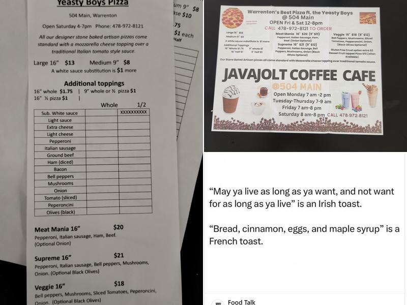 Warrenton's Best Pizza @504 Main, feat. Yeasty Boys, Take 2 Cafe and More Menu