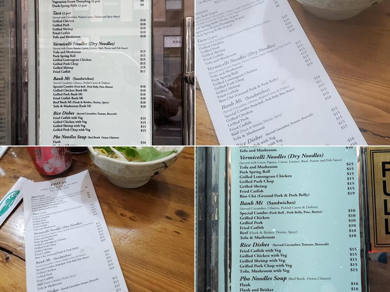 Pho 39 Menu