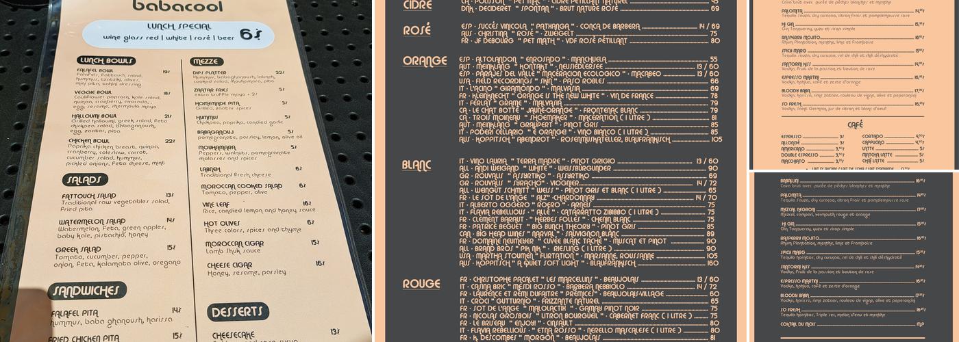 Babacool Centropolis Menu