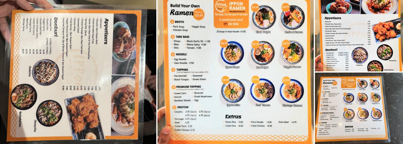 ippon ramen pickering Menu