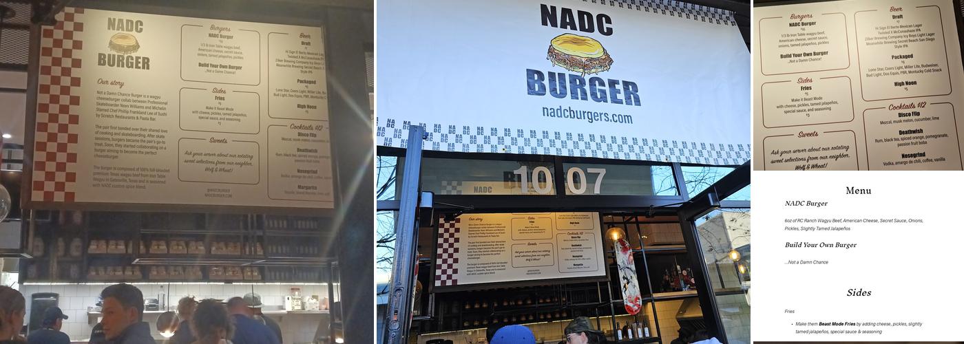 NADC Burger Menu