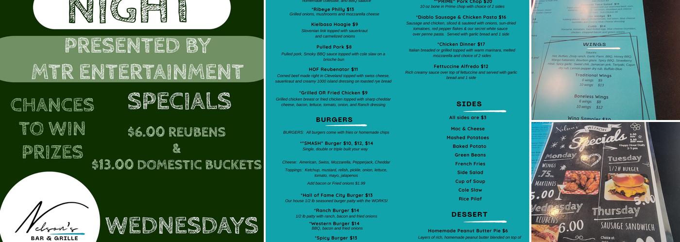 Nelsons Bar & Grill Menu