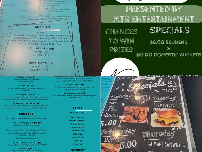 Nelsons Bar & Grill Menu