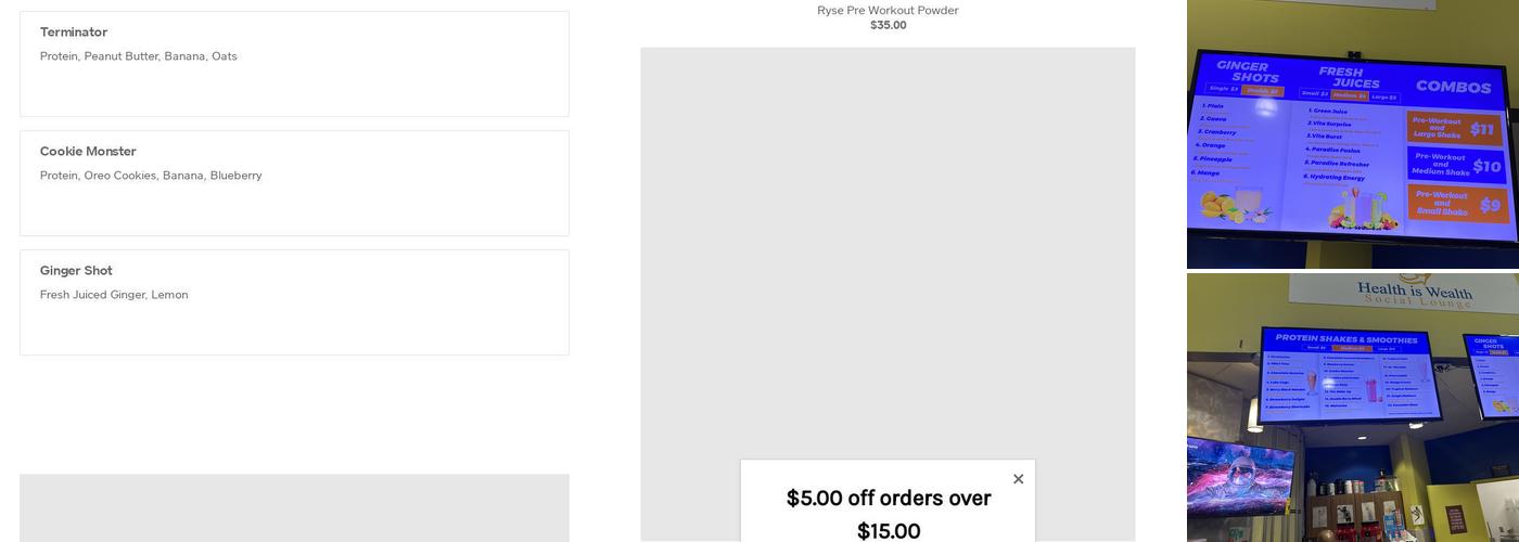 Health is Wealth Juice Bar Menu